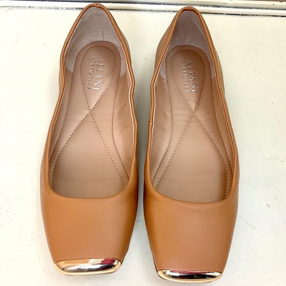 Alfani Womens Neptoon Step n Flex Cognac Faux Leather Square Toe Ballet Sz 5.5M - Picture 10 of 11